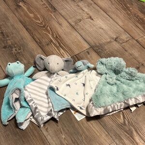 Set of Baby Security Blankets with Animal Designs